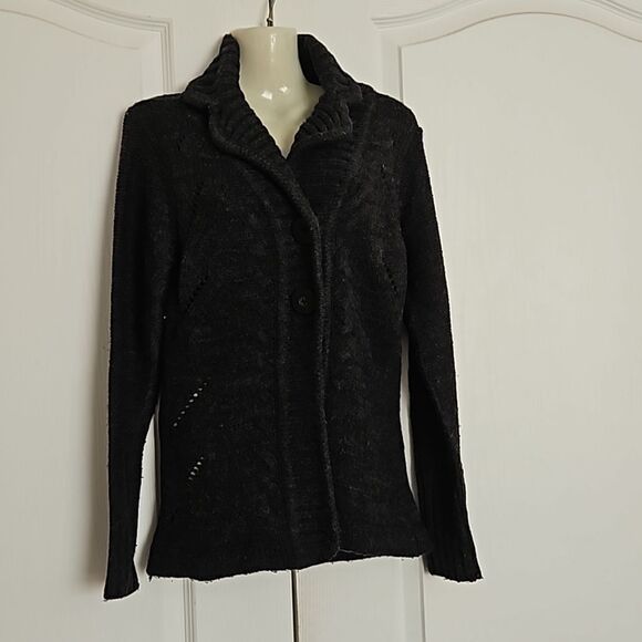 Suzy Shier Button-Down Long Sleeves Knitted Cardigan Sweater Gray Small - Picture 2 of 16